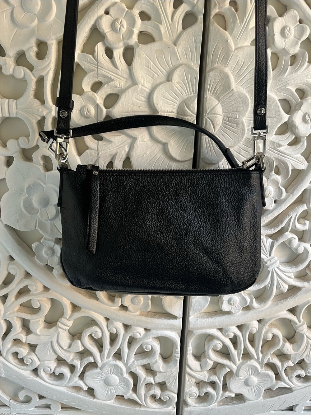 Gianni Chiarini Firenze Black Pebbled Leather Convertible Shoulder Crossbody Bag